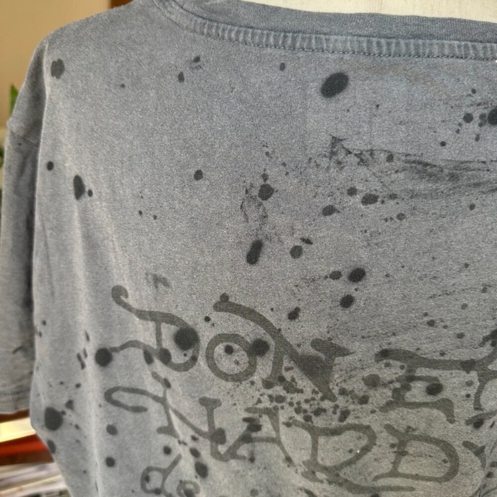 Ed Hardy Womens Distressed Tee, Gray and Black, L, Skull and Rose Design - Picture 9 of 14